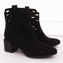 M. DASZYŃSKI Bottes de femmes sur le post en daim noir ouvert noir le noir 2