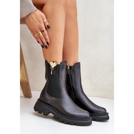 Bottines Chelsea en Cuir avec Décoration CheBello 4537 Noir 2