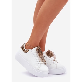 Baskets pour femmes sur la plate-forme avec imprimé léopard blanc blanche 1
