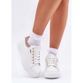 Baskets féminines sur la plate-forme eco en cuir blanc 2
