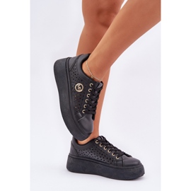 Baskets ouvertes avec détail doré noir le noir 2