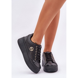 Baskets ouvertes avec détail doré noir le noir 3