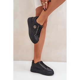 Baskets ouvertes avec détail doré noir le noir 5