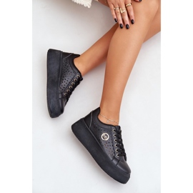 Baskets ouvertes avec détail doré noir le noir 9