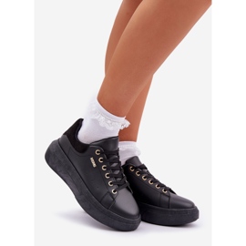 Baskets féminines sur la plate-forme eco cuir noir le noir 1 Baskets féminines sur la plate-forme eco cuir noir le noir 1