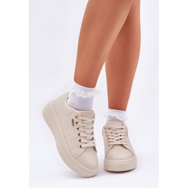 Sneakers pour femmes sur la plate-forme Eco Light Basic Leather beige 2