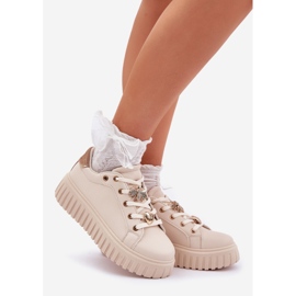 Baskets pour femmes avec épingles beige 1