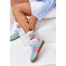 Baskets féminines basses avec éco-menthe en cuir vert 2