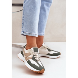 Sneakers féminins beige-vert chaussures de sport 2