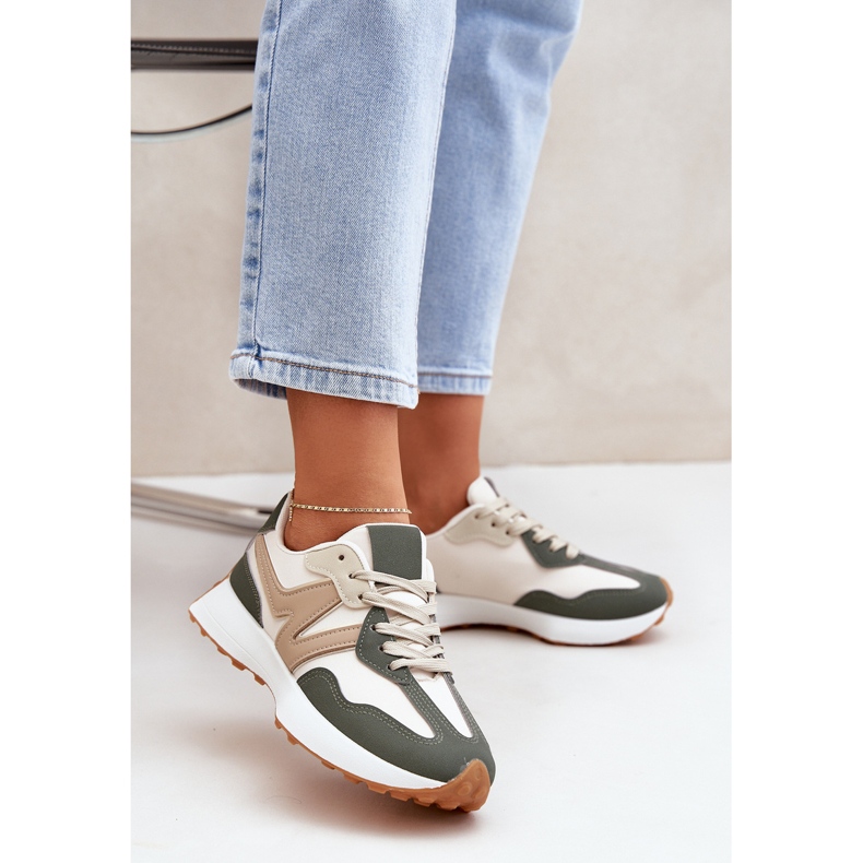 Sneakers féminins beige-vert chaussures de sport 2
