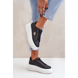 Baskets élégantes sur une énorme plate-forme en noir et blanc le noir 5