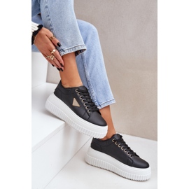 Baskets élégantes sur une énorme plate-forme en noir et blanc le noir 6