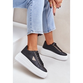 Baskets élégantes sur une énorme plate-forme en noir et blanc le noir 7