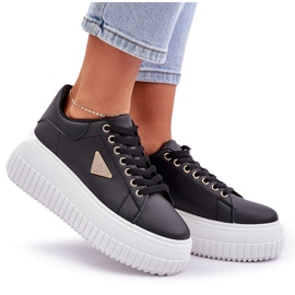 Baskets élégantes sur une énorme plate-forme en noir et blanc le noir 10
