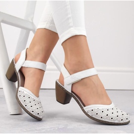 Sandales en cuir confortables Rieker W RKR650 blanc blanche 1