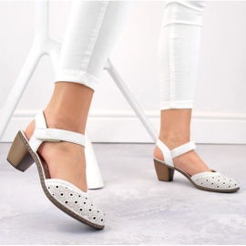 Sandales en cuir confortables Rieker W RKR650 blanc blanche 3