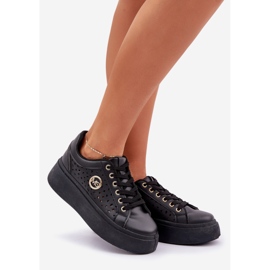 Baskets ouvertes avec détail doré noir le noir 1