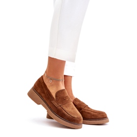 Bellucci Moccasins féminins classiques avec éco daim brun 1