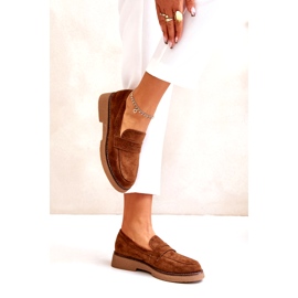 Bellucci Moccasins féminins classiques avec éco daim brun 3