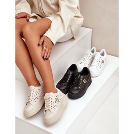 Baskets ouvertes avec des détails dorés beige 2