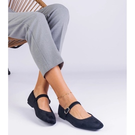 Ballerines noires avec une ceinture et un nez carré 2