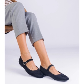 Ballerines noires avec une ceinture et un nez carré le noir 4