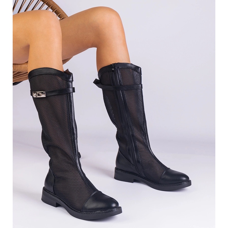 Bottes en mailles noires 1