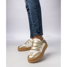 Baskets métalliques en or féminin doré 1