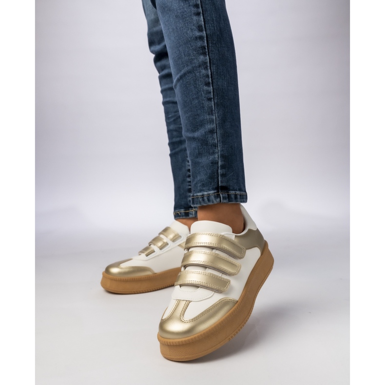 Baskets métalliques en or féminin doré 1