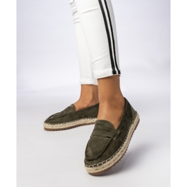Espadrilles féminines mocassins vert foncé 2