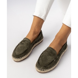 Espadrilles féminines mocassins vert foncé 4