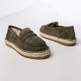 Espadrilles féminines mocassins vert foncé 1