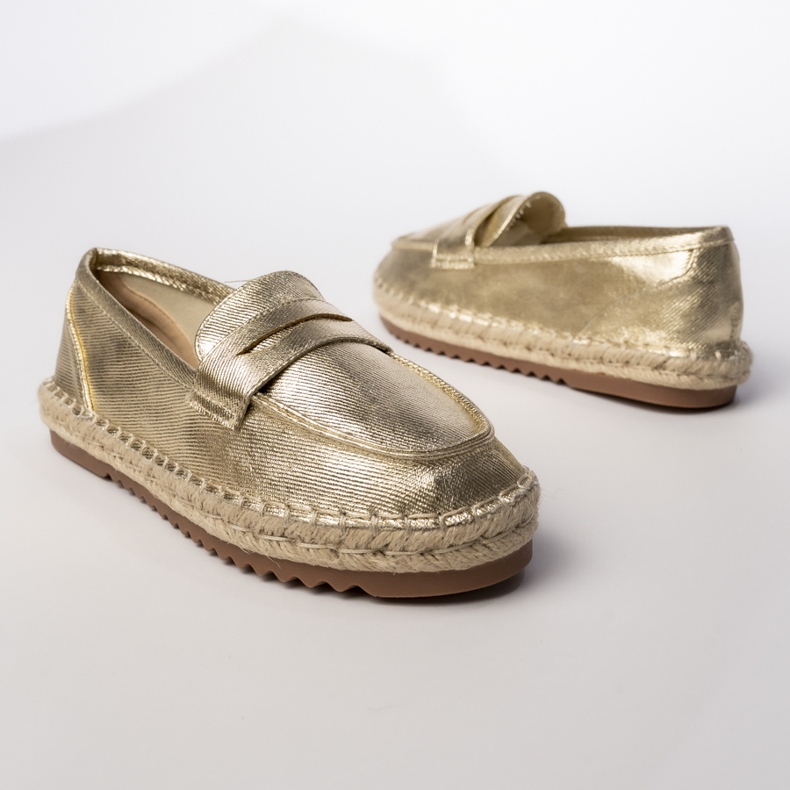 Espadrilles Mandis métalliques en or féminin d'or 1 Espadrilles Mandis métalliques en or féminin d'or 1