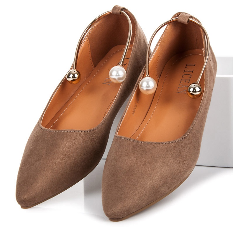 Licean Ballerines col V en daim brun 2