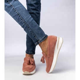 Mocassins à franges roses des femmes 1