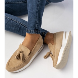 Mocassins pour femmes avec des tissus beige 1
