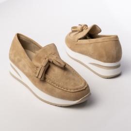 Mocassins pour femmes avec des tissus beige 2