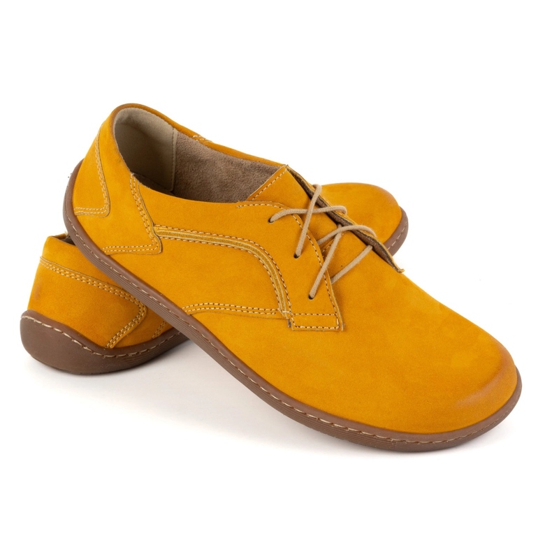 Olivier Chaussures en cuir minimaliste aux pieds nus pour femmes 1082 Moutarde nubuk jaune 1