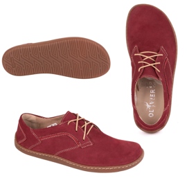 Olivier Barefoot Women's Minimalist Leather Chaussures 1082 Bordo Nubuk rouge 1