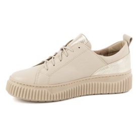 Olivier Sneakers de chaussures en cuir pour femmes beige 1