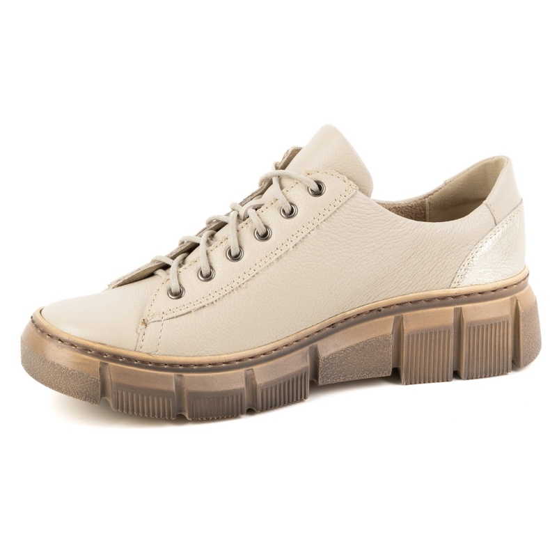 Chaussures en dentelle en cuir pour femmes olivier 1223 beige 1