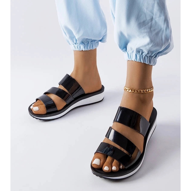 Chaussures à lacets élégantes en cuir verni noir pour femmes 2