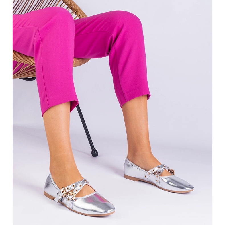 Ballerines métalliques en argent en écos 1 Ballerines métalliques en argent en écos 1