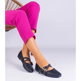 Ballerines noires en écotare décorée de boucles le noir 2