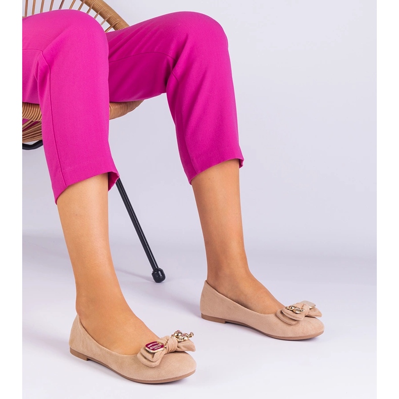 Ballerines classiques beige avec un arc masol 1