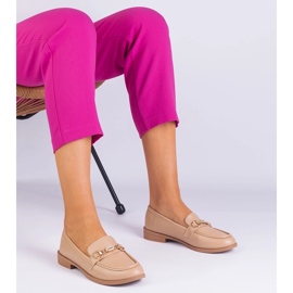 Locons pour femmes beige avec décoration dorée et zircons 1