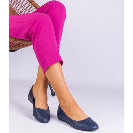 Ballerines de la Marine sur un coin caché d'éco-cuir bleu 2
