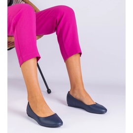 Ballerines de la Marine sur un coin caché d'éco-cuir bleu 1