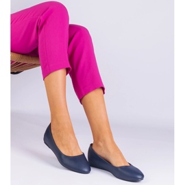 Ballerines de la Marine sur un coin caché d'éco-cuir bleu 3