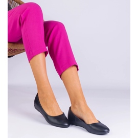 Ballerines noires sur un coin caché d'éco-cuir le noir 3